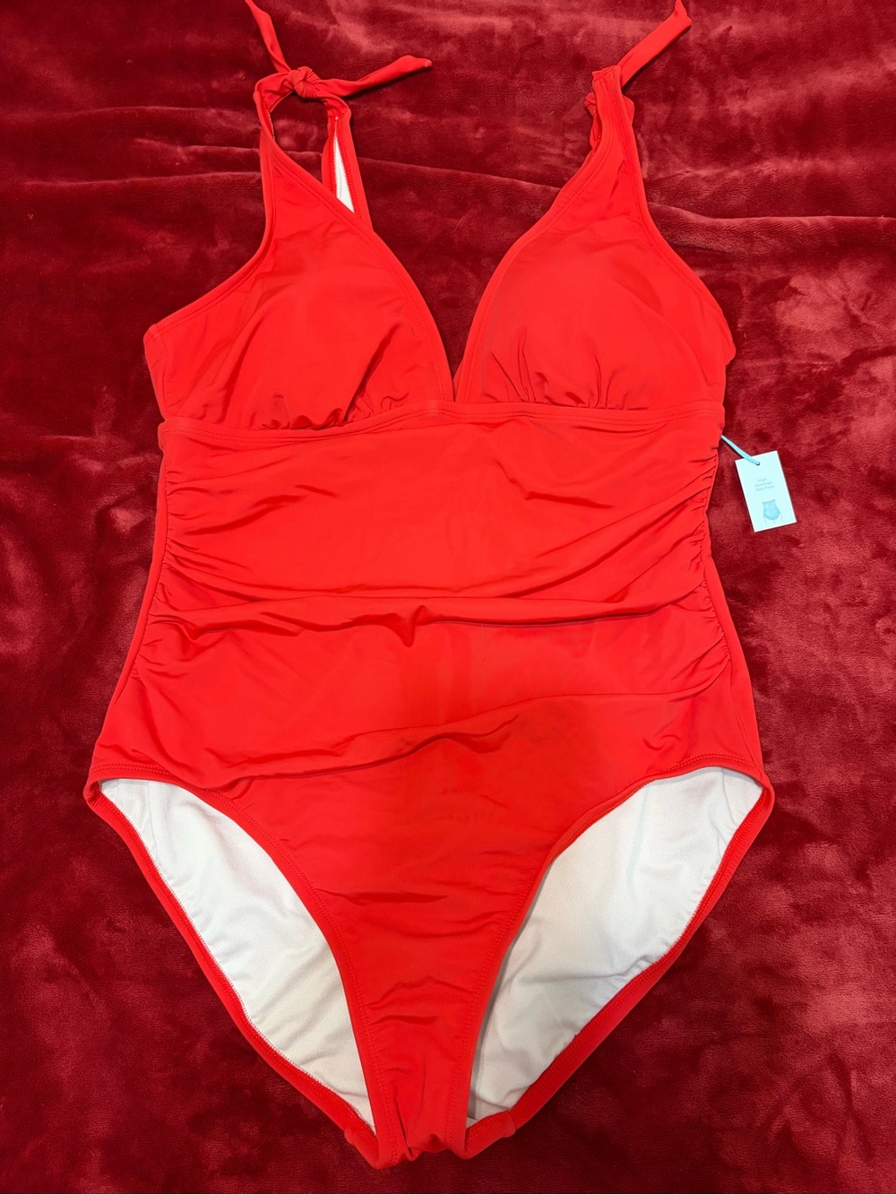 Kensie Red Tie-Shoulder One-Piece Bodysuit